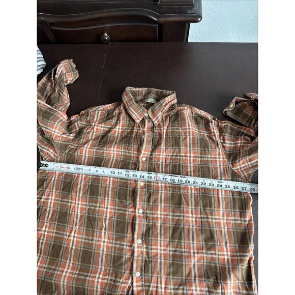 Narragansett Traders Mens Button-Up Plaid Shirt Brown/Orange Long Sleeve 2XL - Picture 4 of 6